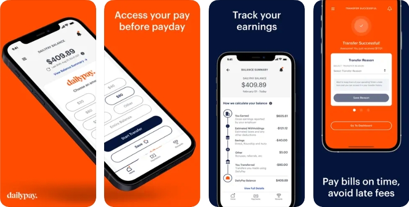 DailyPay earned wage access application interface